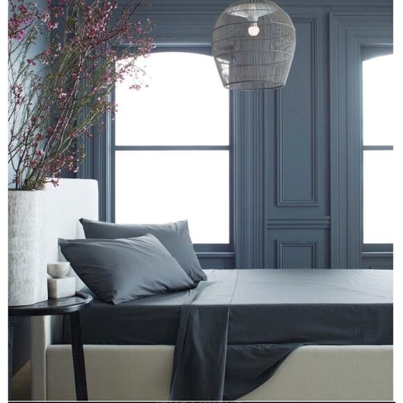 Quince Classic Organic Luxury Percale Sheet Set King Night Fall New #16 - Picture 2 of 3